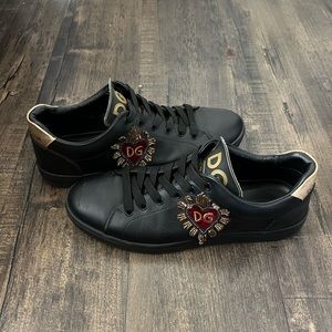 DOLCE&GABBANA Leather Heart Top Sneakers Shoes